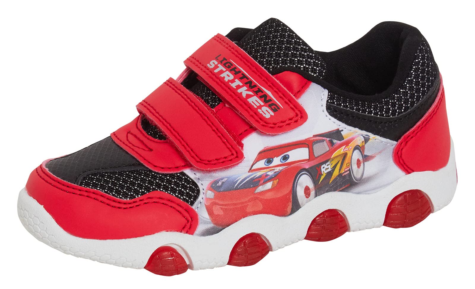 Disney Cars Boys Light Up Sports Trainers Kids Lightning McQueen Skate Shoes with Flashing LED Lights