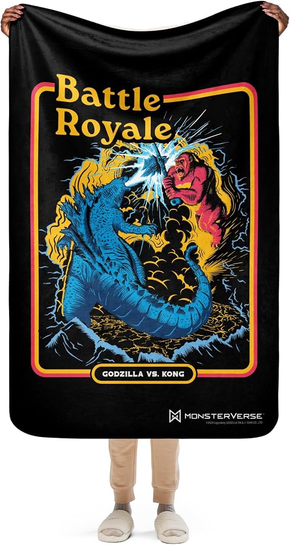 LEGENDARY Godzilla vs. Kong Battle Royale Sherpa Blanket - Officially Licensed - 37 in x 57 in