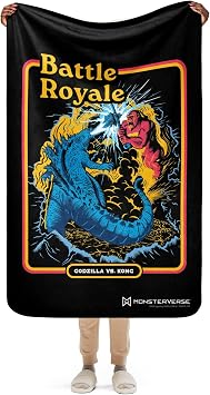 LEGENDARY Godzilla vs. Kong Battle Royale Sherpa Blanket - Officially Licensed - 37 in x 57 in