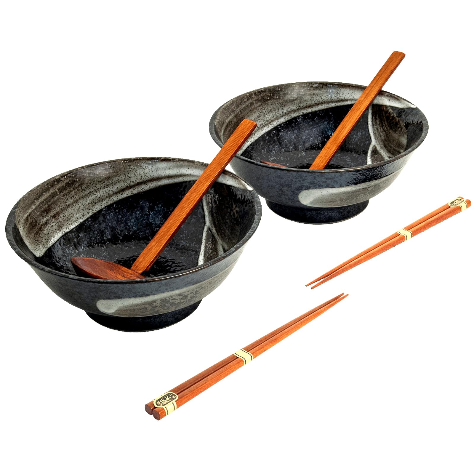 Ramen Schüssel 2er-Set TENMOKU aus Japan Ø 21,2 cm, H. 8,6 cm japanische Suppenschalen in Geschenkbox