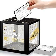 Funrous 51 Pcs Retirement Card Box Happy Retirement Party Decorations Well Wishes and Advice Card for Women Men Going Away Party Favors(Black and Grey)