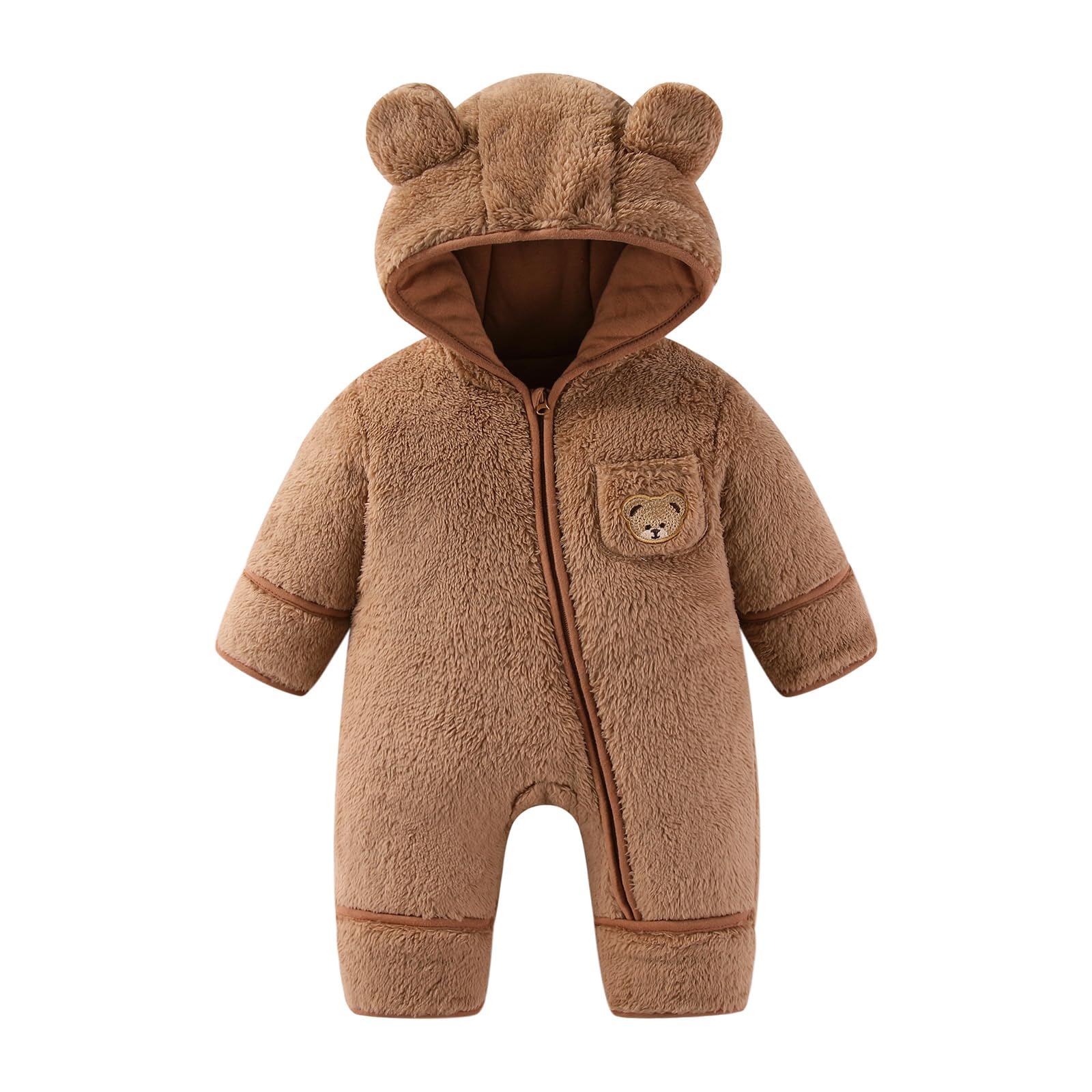 WYTbaby Combinaison d'hiver en polaire pour bébé garçon et fille de 0 à 12 mois - Avec capuche