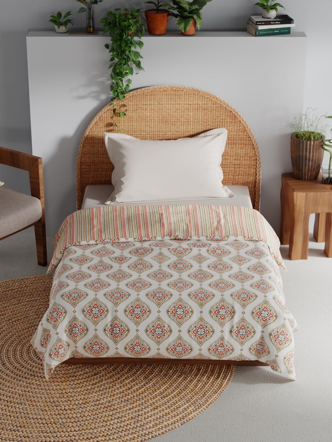 Bianca Extremely Soft 100% Muslin Cotton Dohar with Pure Cotton Flannel Filling -1pc Single Size (Mezzo) Ornamental-Mustard/Multi-picture-17