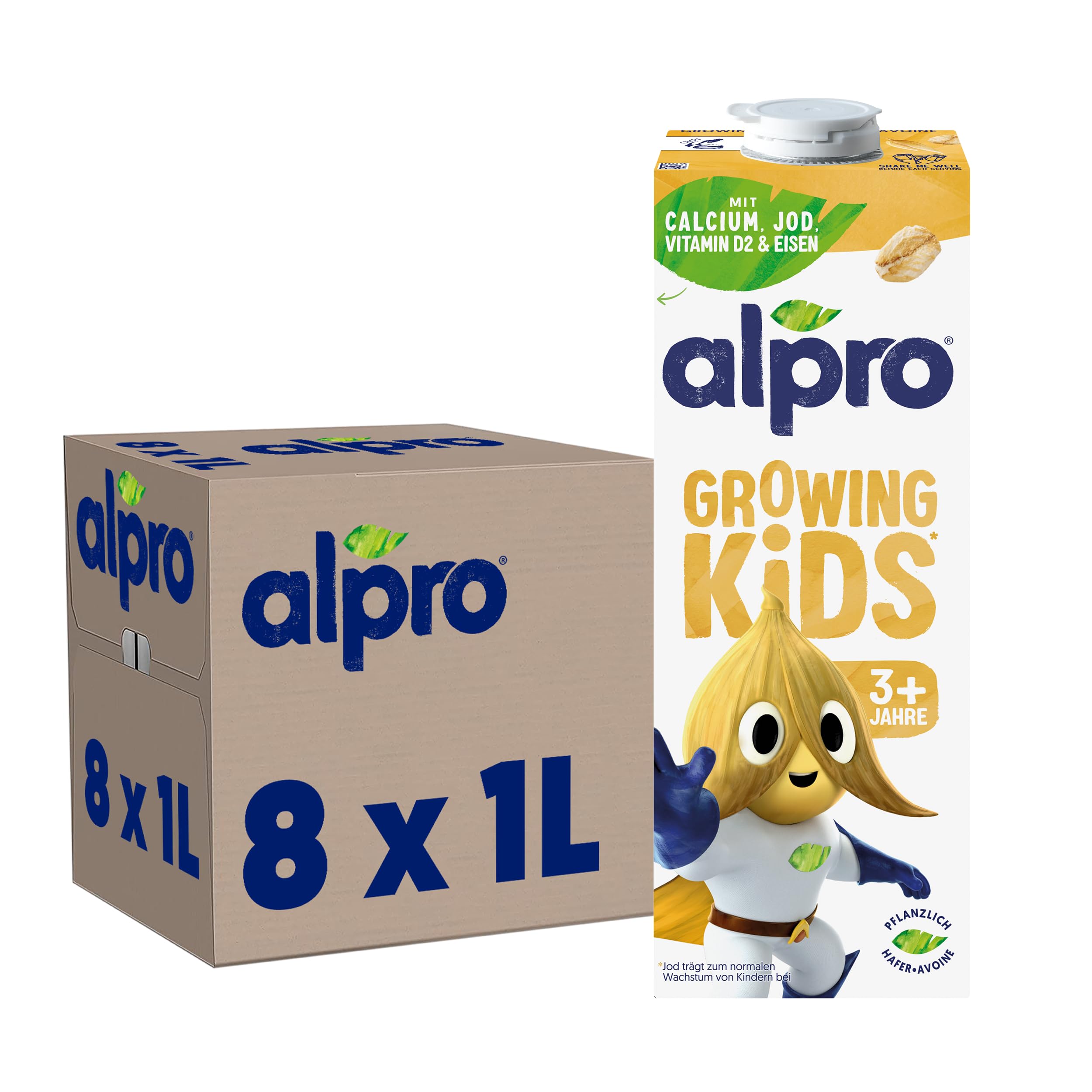 Alpro Haferdrink ab 3 Jahren – Haferdrink für Kinder mit Calcium und Vitaminen – 8 x 1 L