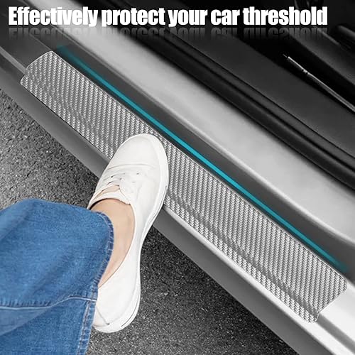 Miniatura 7 de Protector de umbral de puerta de automóvil 4 unidades fibra de carbono deportiva antiarañazos protección de borde de puerta protectores de cinta de