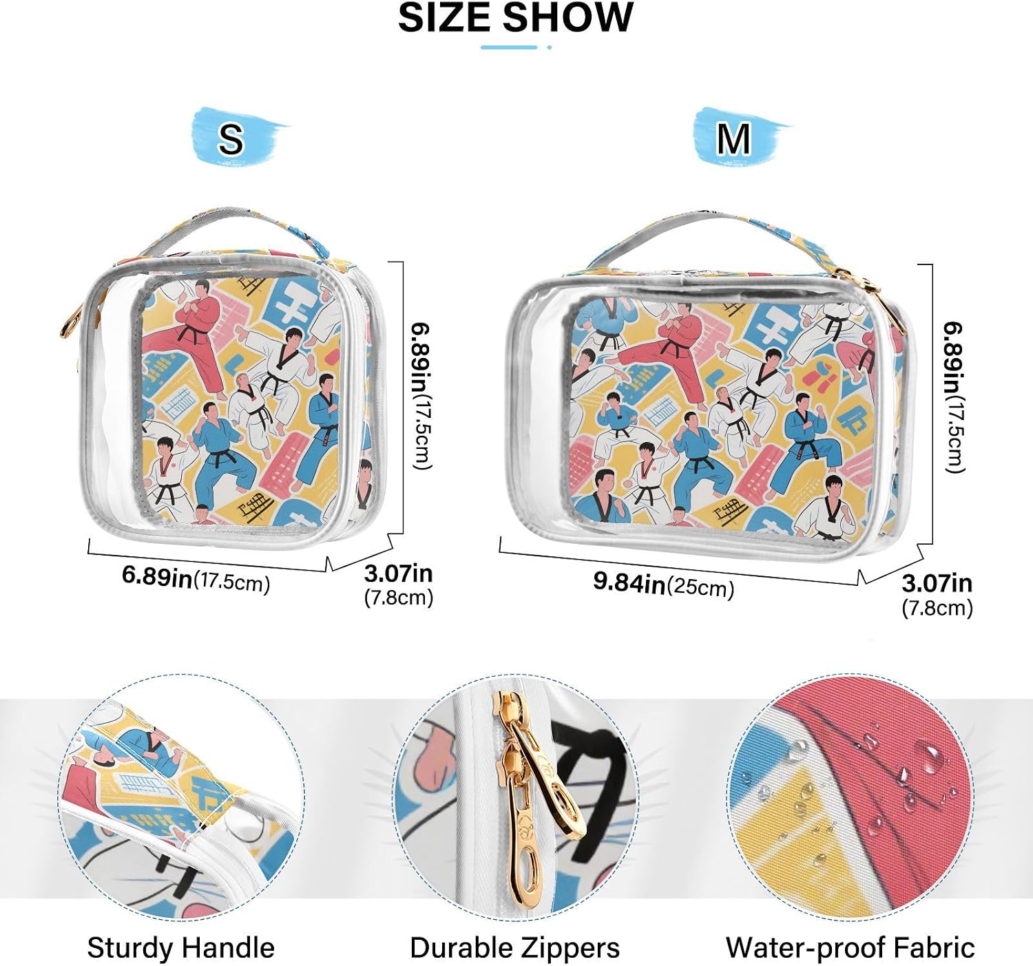 Men's Shaving Kit with Taekwondo Makeup Brush Cartoon Transparent Color Travel TSA Approved