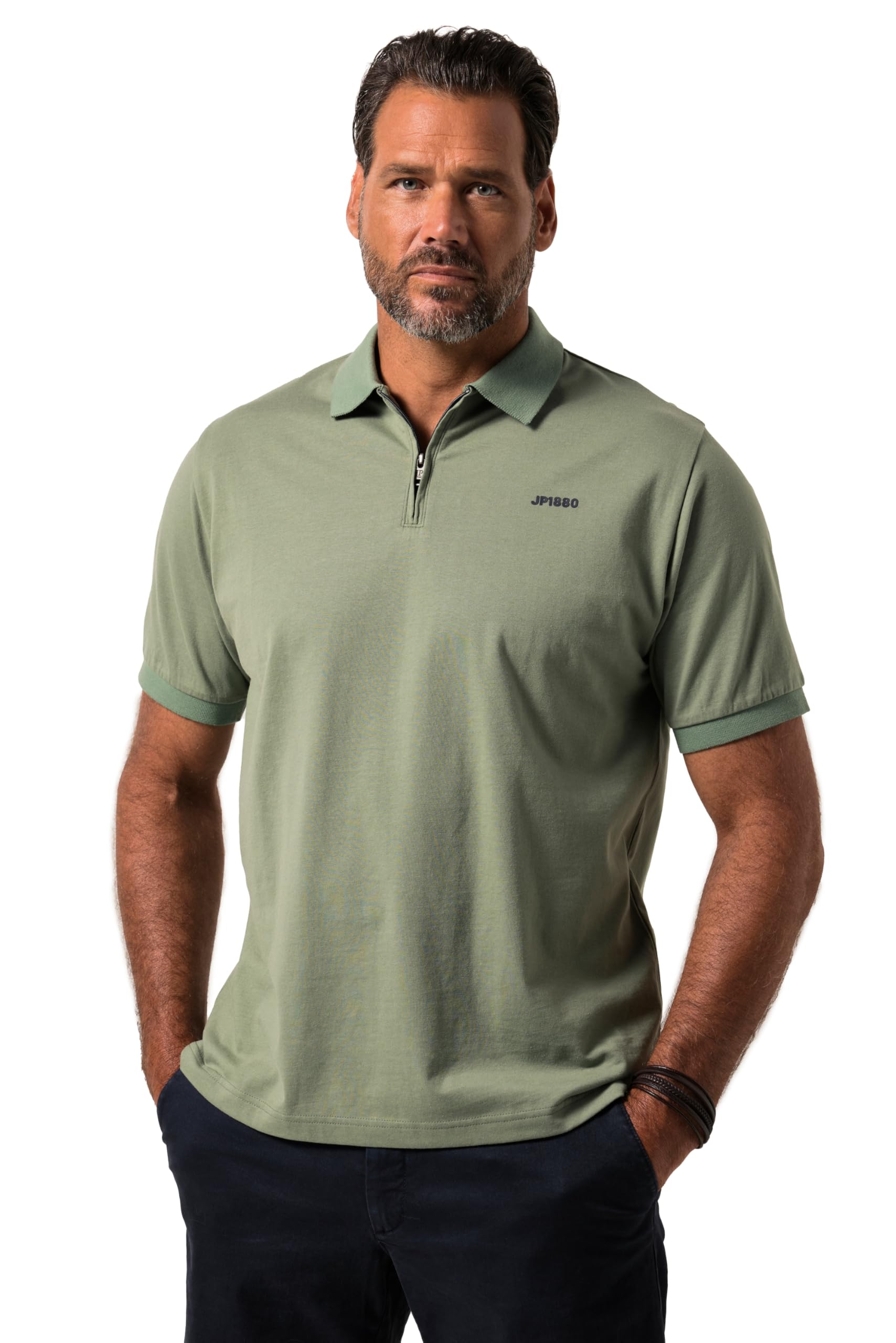 JP 1880 Herren große Größen Übergrößen Menswear L-8XL Poloshirt, Halbarm, Zipper 840643