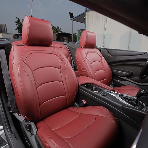 Miniatura 24 de Funda de asiento para Camaro Convertible LT LS RS SS 2016-2024 6ª generación (asientos estándar), fundas de asiento de piel sintética de ajuste