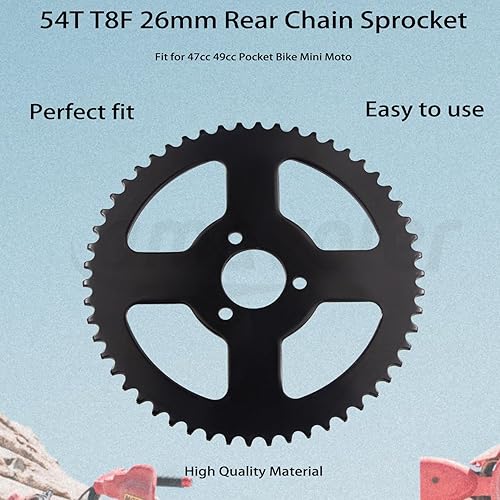 Miniatura 2 de Piñón de cadena trasera 54T T8F de 1.024 in, piezas de repuesto para mini moto de bolsillo de 47 cc y 49 cc.