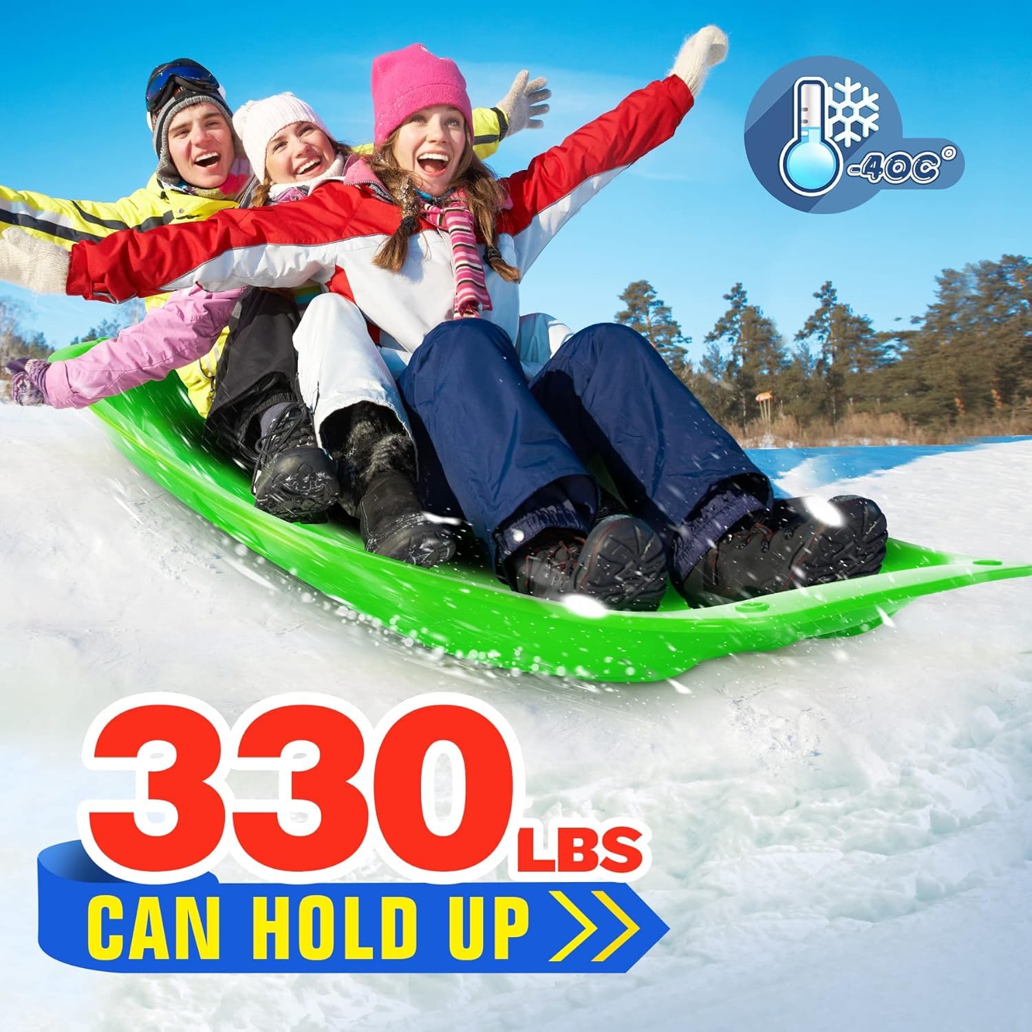 Trineo de Nieve Resistente con Cuerda de Tracción para Adultos y Niños, Tabla de Esquí Deportiva