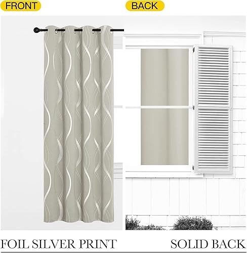 Miniatura 7 de NICETOWN Cortinas de oscurecimiento de habitación para dormitorio, natural, 2 paneles, 52x84 pulgadas, reducción de ruido, aislamiento térmico,