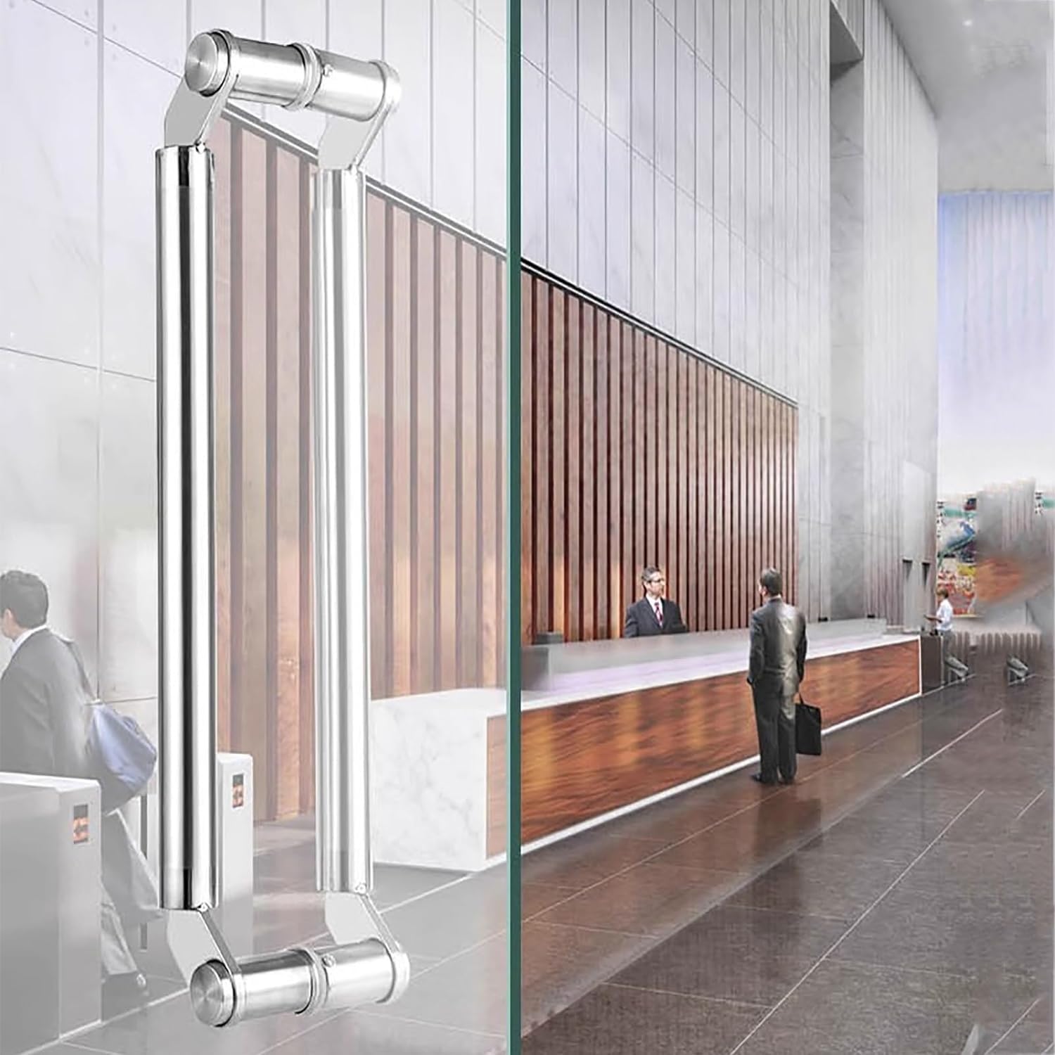 Bhgfyxbs Brushed Black Glass Door Knob Round Tube, Smooth Surface Entrance Push Bar, Modern Style Store Gate Grab Bar, Barn Double Sided Doors Handle,-150Cm(59,-150Cm(59
