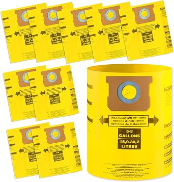 Gudotra 10 Packs Type H 90671 Vacuum Bags Replacement for Shop-Vac 5-8 gallon Dust Collection Bag Replace Part 90671 9067100 90661 906-61 9066100 High-Efficiency Disposable Collection Filter Bag