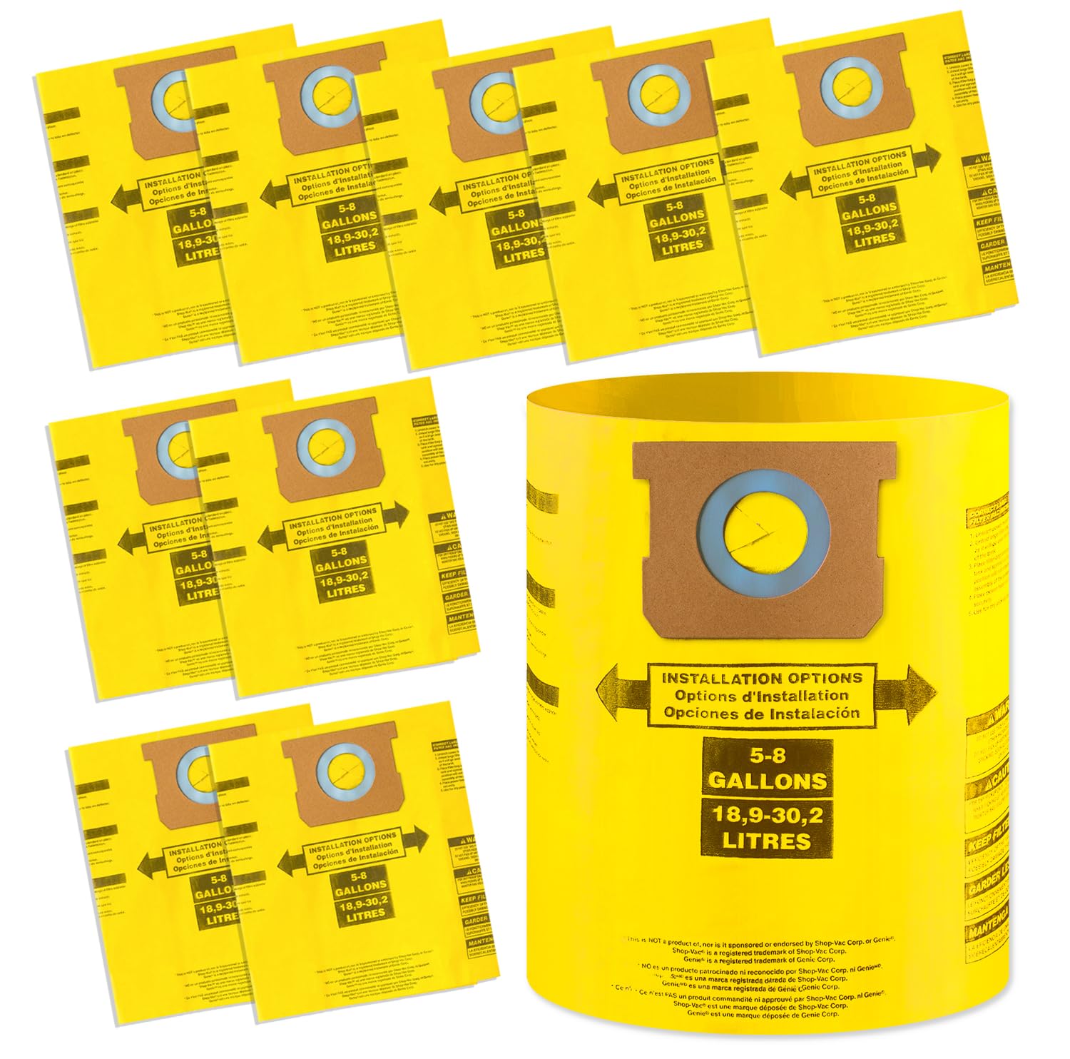 Gudotra 10 Packs Type H 90671 Vacuum Bags Replacement for Shop-Vac 5-8 gallon Dust Collection Bag Replace Part 90671 9067100 90661 906-61 9066100