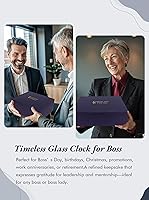 Vista 5 de Best Boss Ever Regalos para hombres y mujeres — Reloj de escritorio de cristal con base de luz de madera Apreciación del jefe y despedida