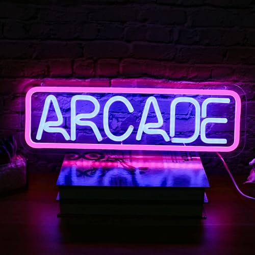 Miniatura 2 de Letrero de neón de arcada rosa azul regulable luz de neón con palabras LED, letras de juegos para sala de juegos, sala de estar, dormitorio, bar,