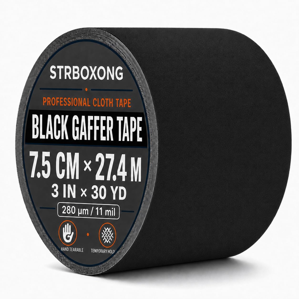 STRBOXONG Black Gaffers Tape 3" x 30 Yards Heavy Duty Matte Non-Reflective