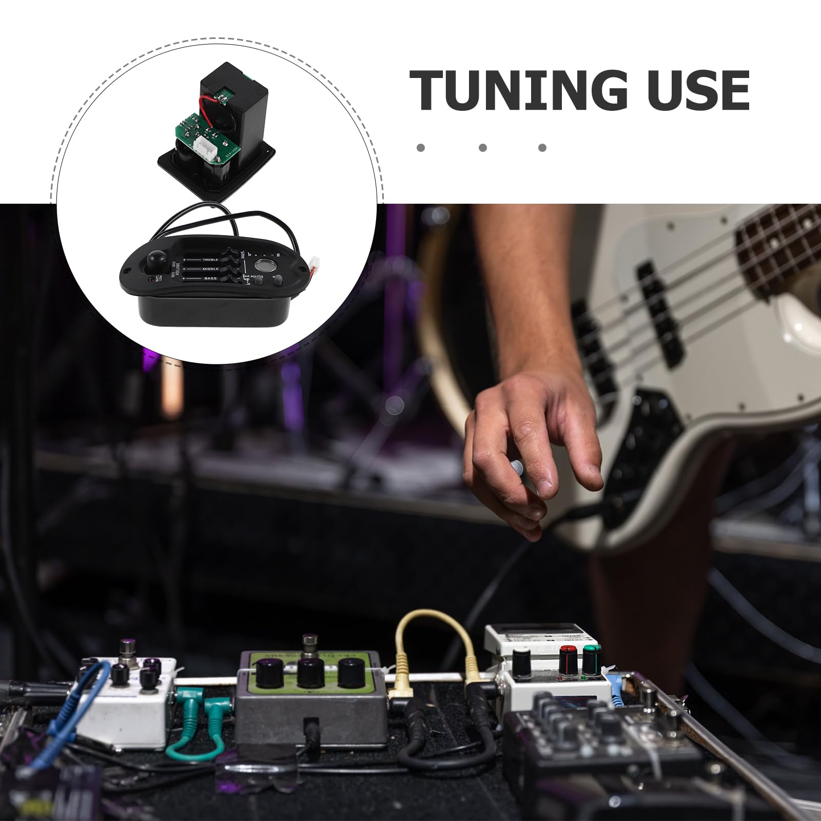 Homoyoyo Préampli Eq 4 Bandes pour Guitare Acoustique avec Micro Électro-Acoustique Intégré, Accordeur Électronique LCD, Accessoires pour Guitare sans Batterie, Amplificateur de Tonalité
