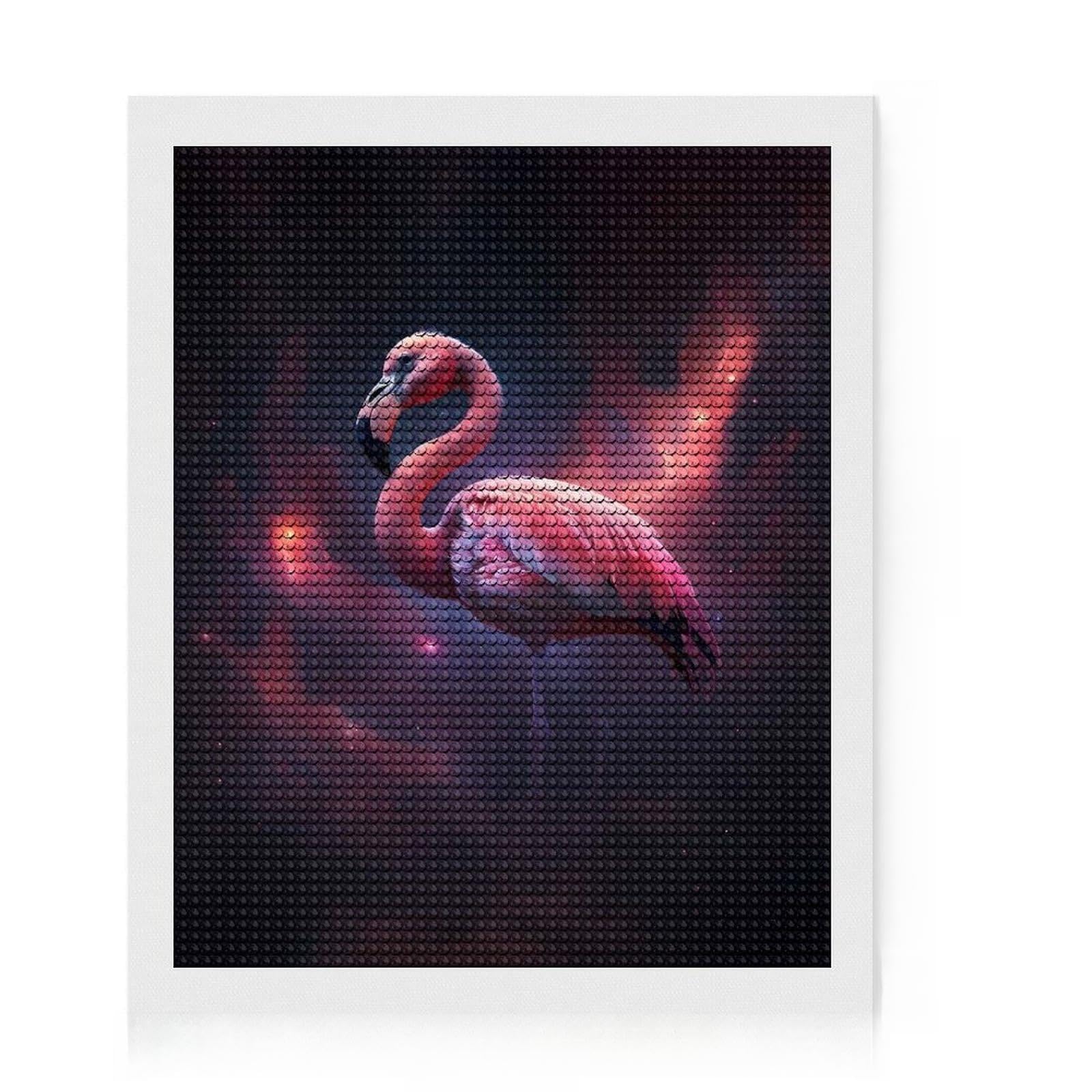 Junmoney Space Flamingo Diamond Painting Set 16"x20", Stress Relief Craft, Simple to Start, Farmhouse Decor, Gift Idea, Easy to Enjoy