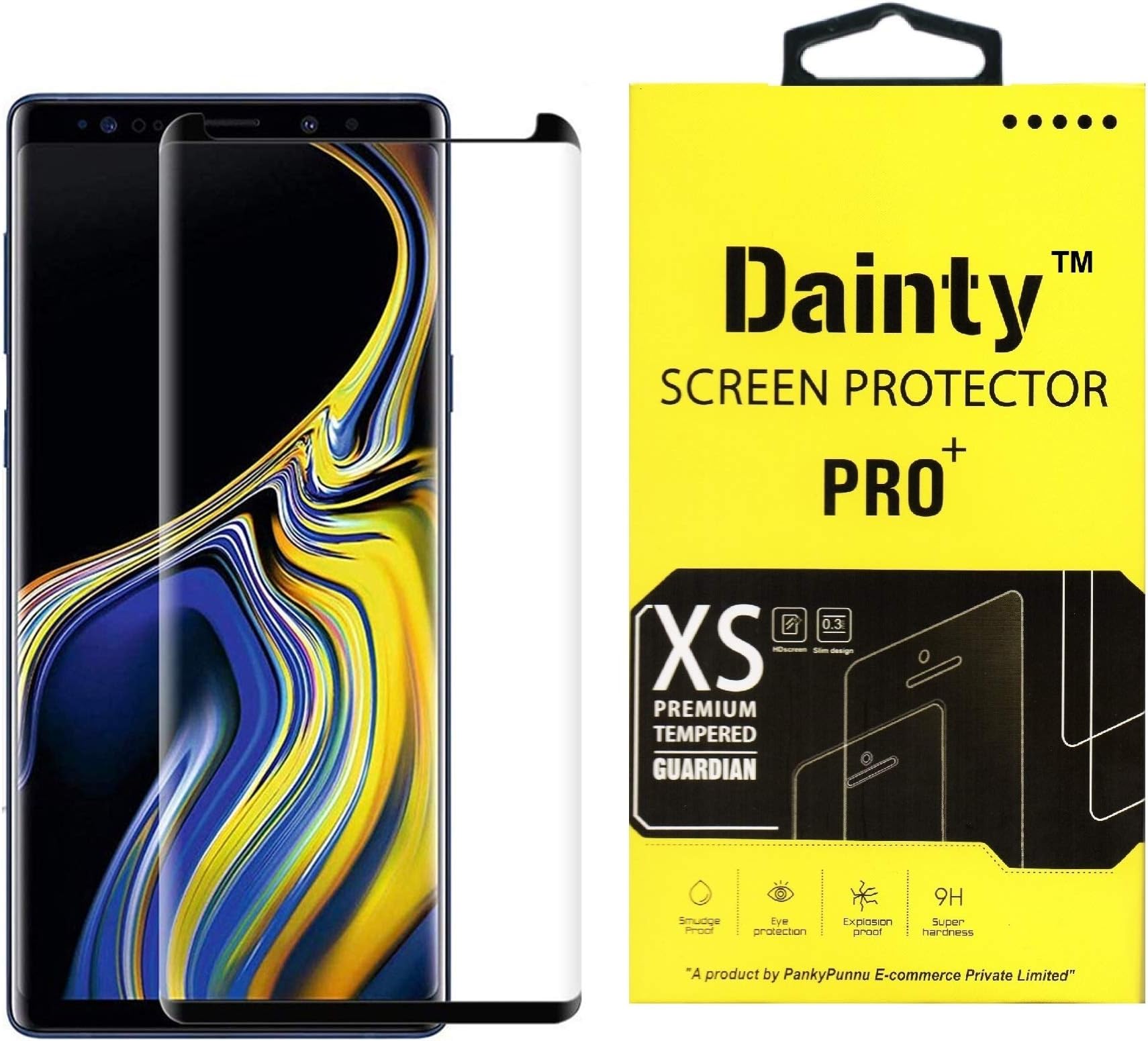 Dainty Full Glue Edge to Edge Glass Tempered Glass Screen Protector for Samsung Galaxy Note 9 (Black)