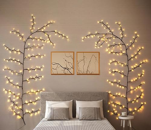 160 luces LED de vid de 9 pies para decoración de habitación con control remoto, 8 modos y temporizador, plantas de interior, flores, árbol de