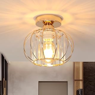 Goeco Modern Deckenleuchte Kristall, E27 Fassung Deckenlampe, Gold