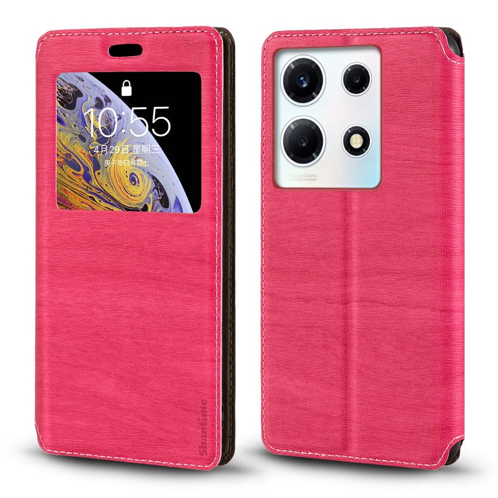 for Infinix Note 30 VIP Case, Wood Grain Leather Case with Card Holder and Window, Magnetic Flip Cover for Infinix Note 30 VIP Racing X6710 (6.67”)