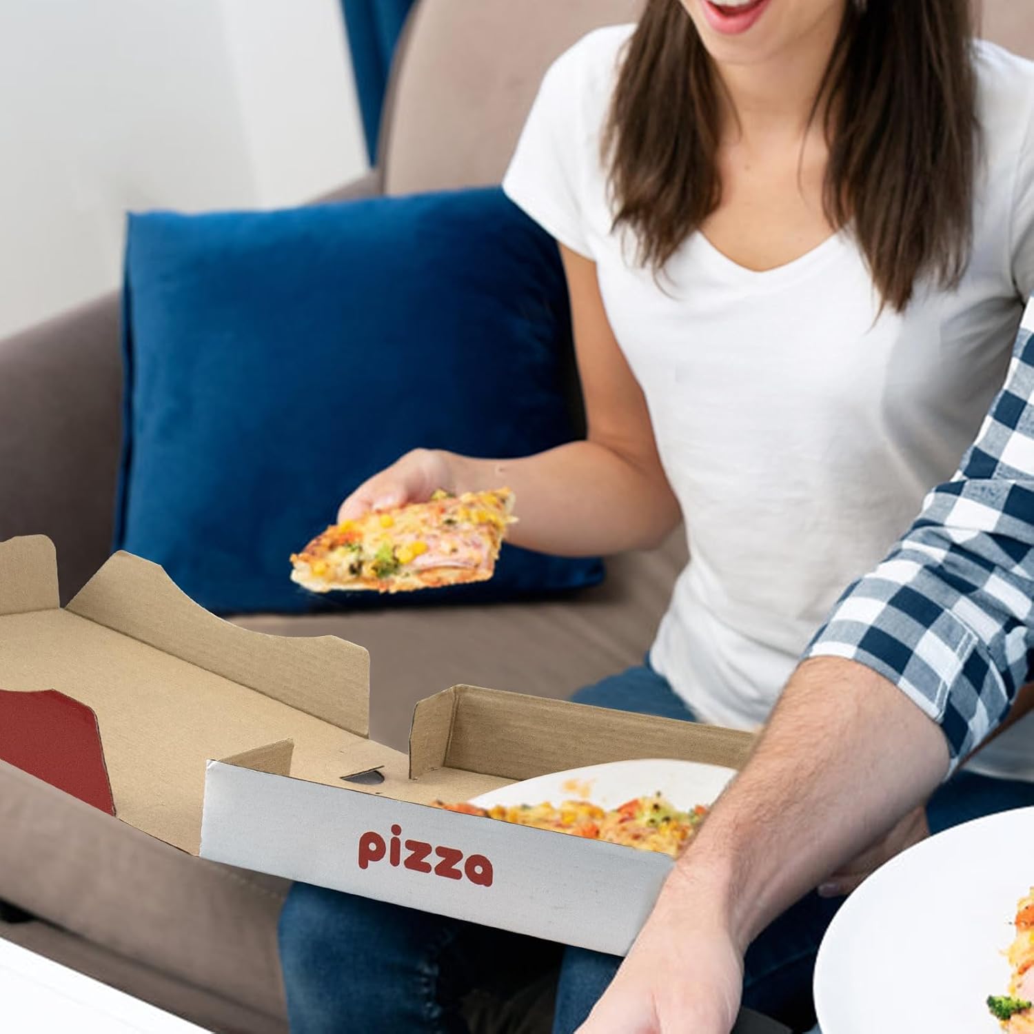 15 Vibrant Red Pizza Boxes 8.6×8.6×1.7 Inch - Corrugated Kraft Takeout Containers, Durable Reusable Party-Ready Design for Home & Commercial Use