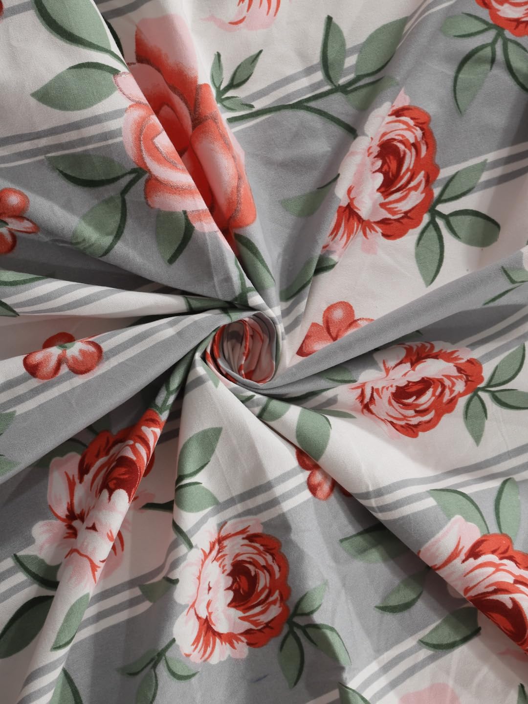 Klotthe Book Fold Multi Floral 300 TC Cotton Blend Double Bedsheet with 2 Pillow Covers 2