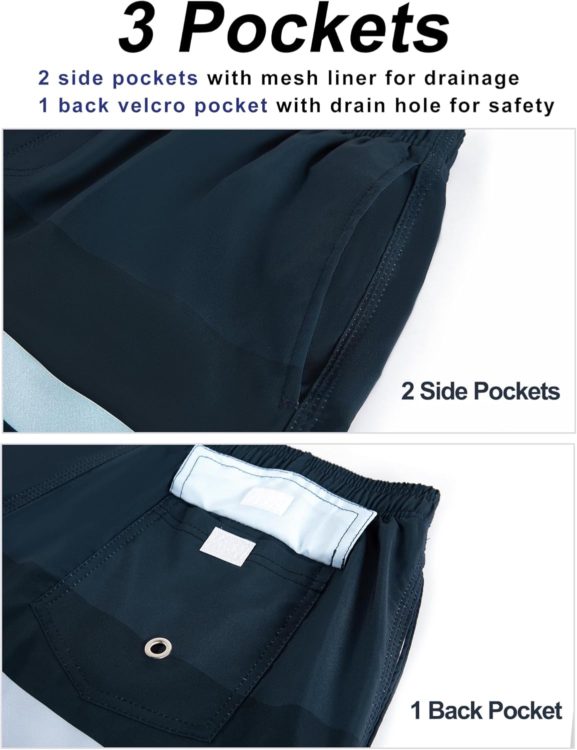 BOJIN Mens Swim Trunks 9" Quick Dry Stretch Swim Shorts Mesh Lining Bathing Suits Swimwear Beach Shorts with Pockets - Image 5