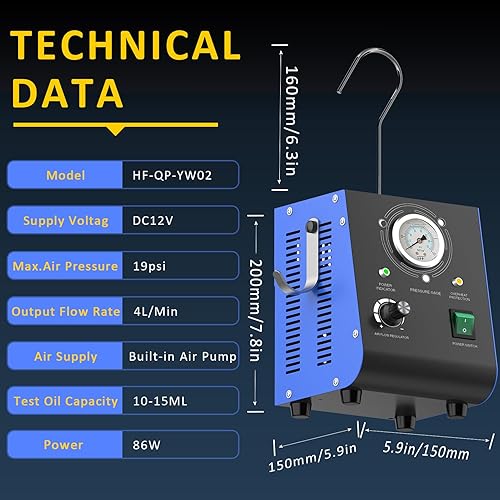 Miniatura 7 de Máquina de humo automotriz, kit de unidad de detección de fugas de 19 PSI de modo dual, bomba de aire incorporada, DC12V EVAP, herramienta de
