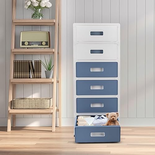 Miniatura 2 de Kreiaoer Organizador de cajones, organizador de escritorio, carrito de almacenamiento de manualidades con cajón de 6 estantes para artículos