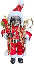 Father Santa Rap Icon Christmas Figurine 50cm Christmas Santa Decoration, Hip Hop Legend Christmas Ornaments Plush for Xmas Party Holiday Home Garden Decor (RED)