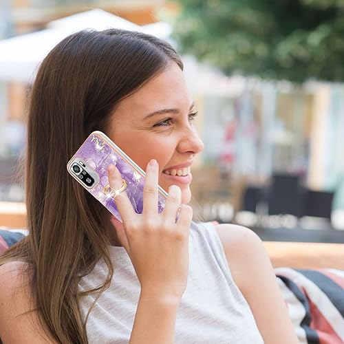 Miniatura 4 de XYX Funda para Xiaomi Redmi Note 10s, TPU Mármol Slim Full Body Funda Protectora con 360 anillo giratorio Kickstand para Redmi Note 10s, Morado