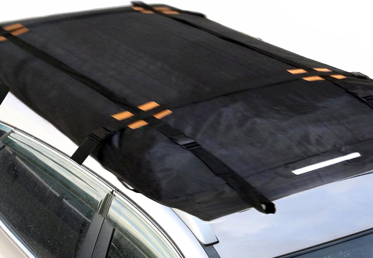 TOPNEST 16.2” Cubic Cargo Top Carrier Universal Vehicle w/no Rack Waterproof Oxford Fabric 4 Adjustable Straps 2 Fluorescent Reflective Strips 4 Expand Hooks for no Rack Car 0.46 m³