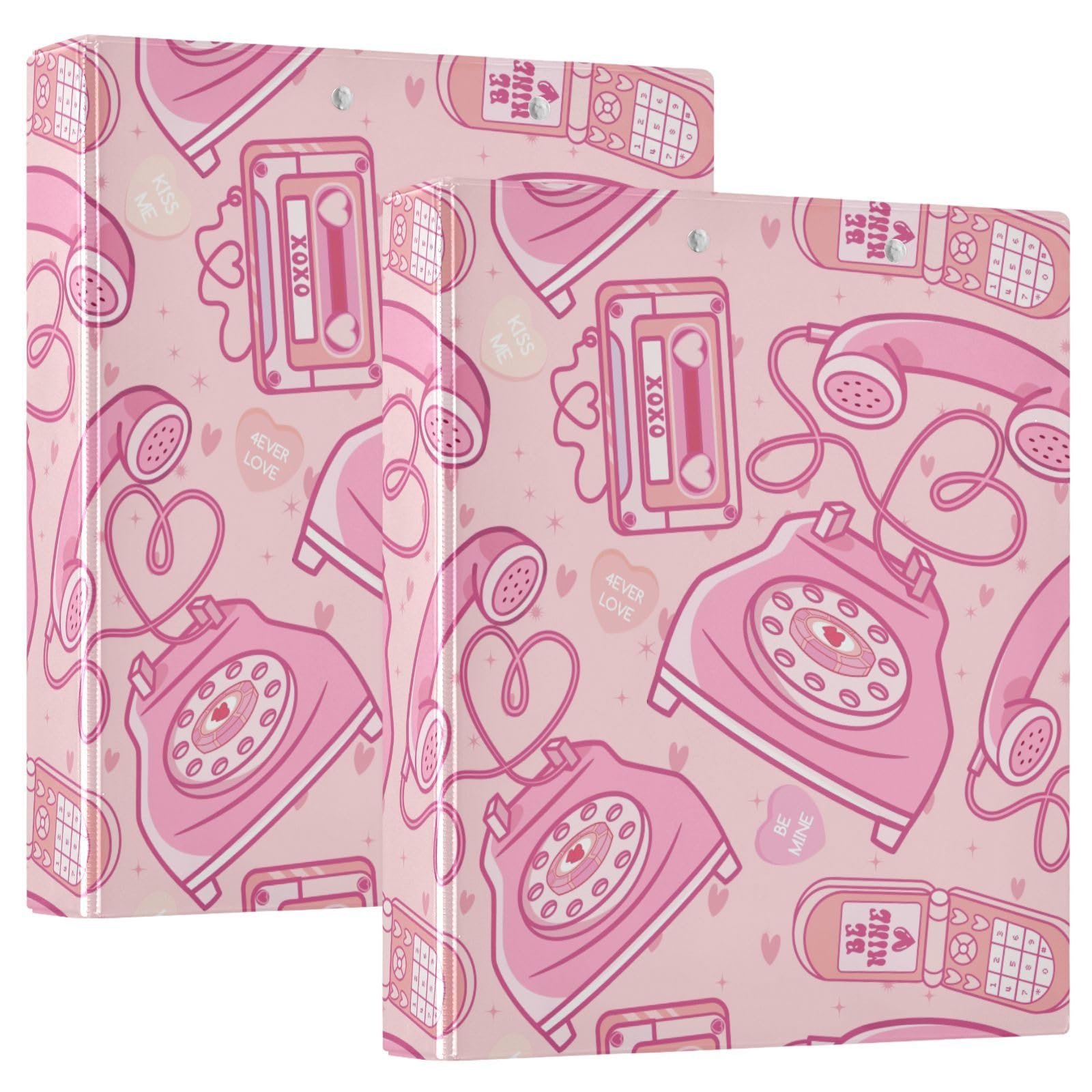 3 Ring Binder Valentine Day Digita 1.5 Inch Binders Organizer with 3 Interior Clear Pockets, Nonstick Round Rings Holds up to 200 Sheets, PVC Cover Presentation View for Office