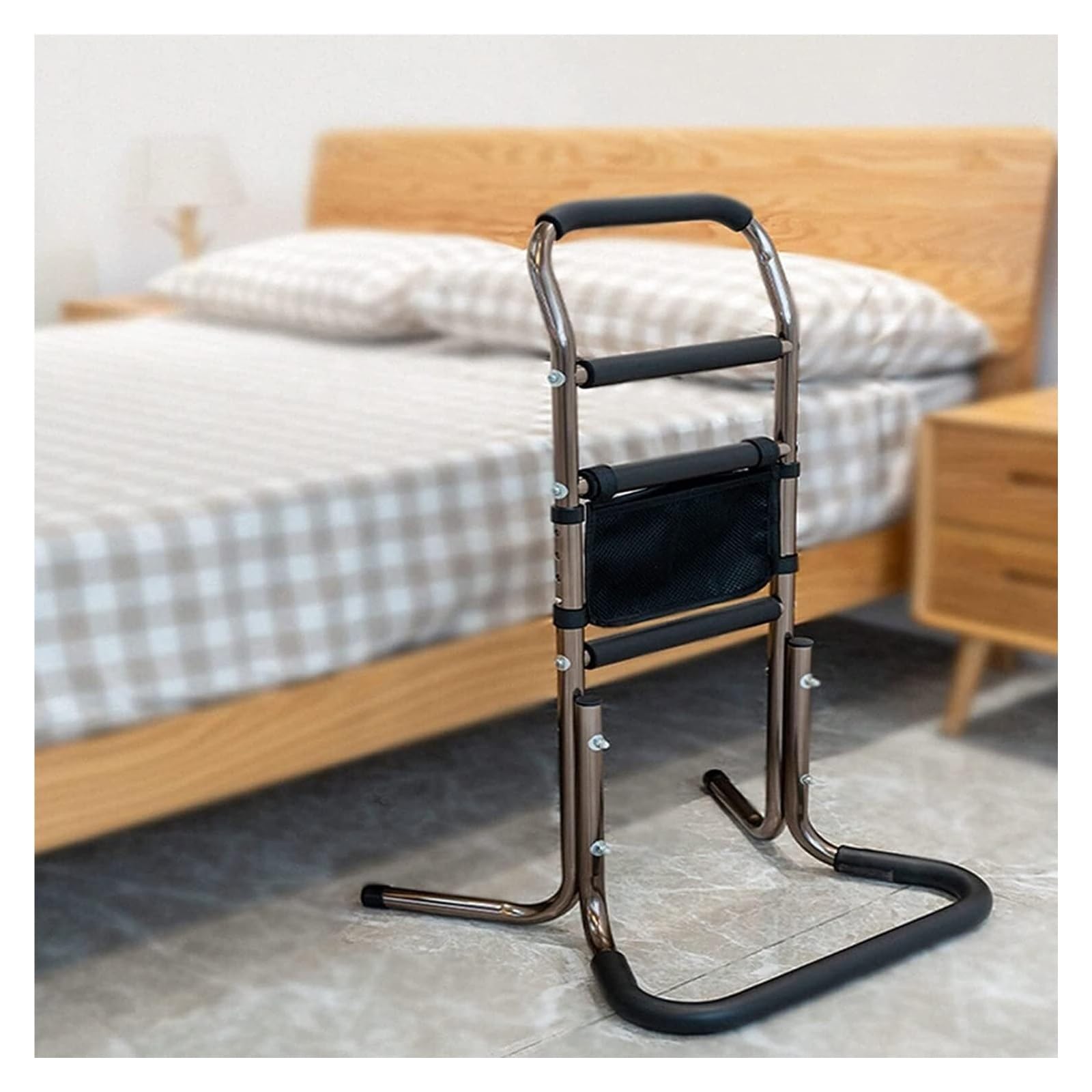 Supporto regolabile per anziani, leggero aiuto per la mobilità con tasca portaoggetti, maniglia di stabilità per sedia, divano, letto, WC, supporto portatile