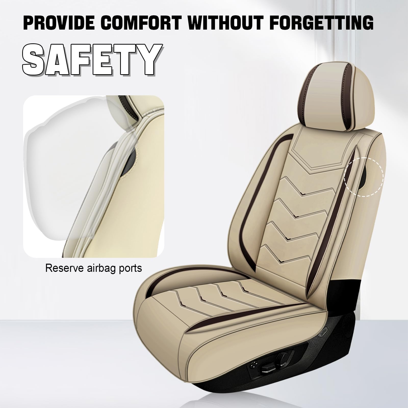 Coprisedili Auto Universale Per VW Volkswagen Golf 7 Golf 7 GTI Golf Tdi, Un'esperienza Davvero Eccellente, PU Pelle Copri Sedile Auto，Traspirante，impermeabile(Beige)
