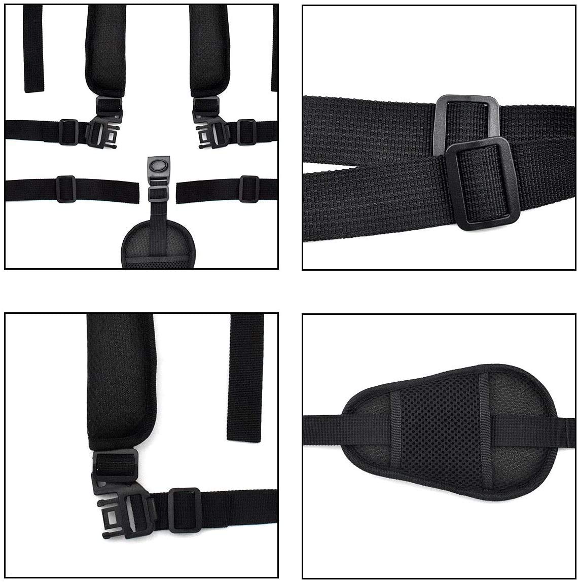 Universal 5 Point Harness Straps, Adjustable Baby Safety Strap Belt with Shoulder Pads and Guarding Pad, Harness Straps for High Chair/Pushchair/Stroller/Pram/Buggy (Black)
