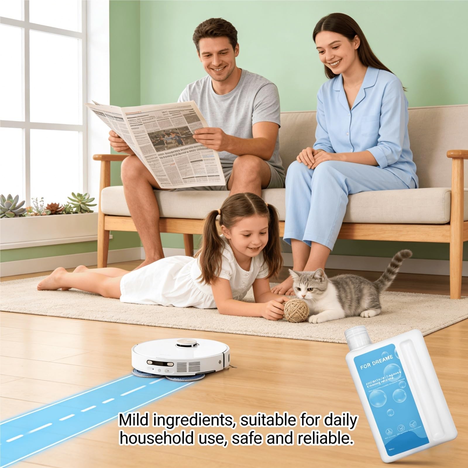 Limpiador for Pisos de Madera Dura, 3 Botella, 1L Cuidado for Mascotas, Fórmula Multisuperficie de Baja Espuma, Compatible con MOVA P10 / P50 Pro Ultra / S10 Plus Robot Aspiradora