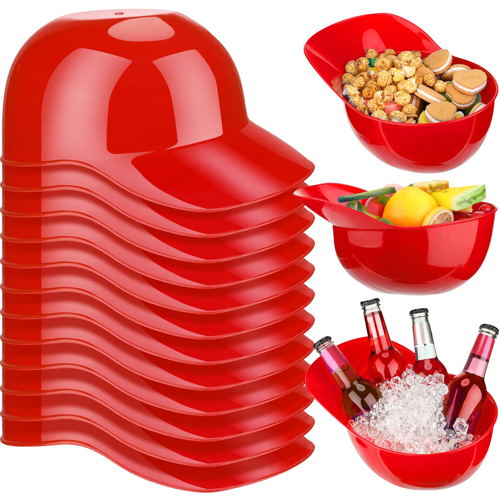 Tanlade 12 Pack 72 oz Large Baseball Helmet Ice Cream Bowls Baseball Helmet Cups Baseball Snack Dessert Helmet Bowls for Birthday Serving Popcorn Chip Sundae Party Favor (Red)