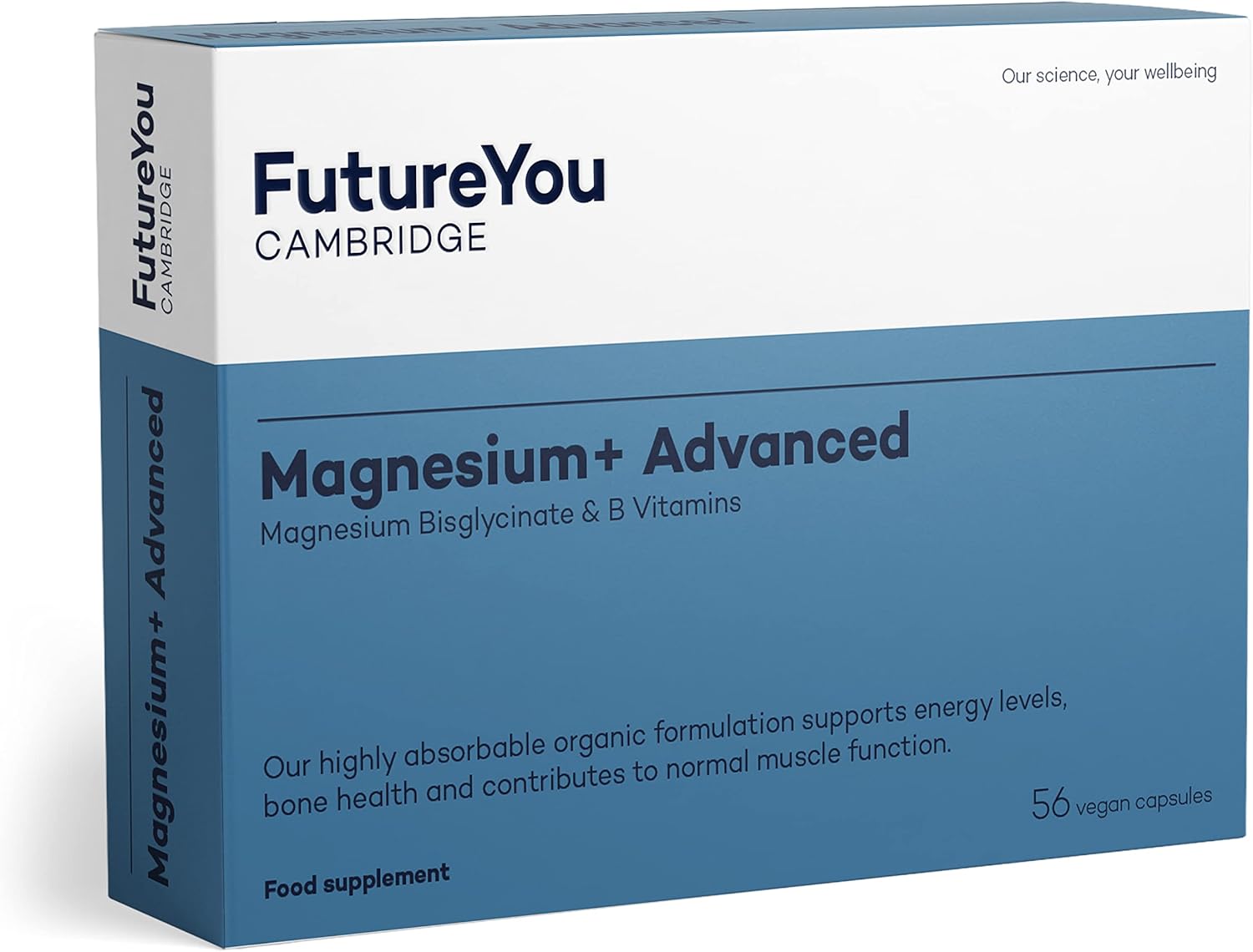 FutureYou Magnesium+ Advanced (56 Capsules). Magnesium Glycinate with B Vitamins for Energy & Bone Health. High Strength Magnesium Supplements for Women & Men – Genuine FutureYou Cambridge Supplements