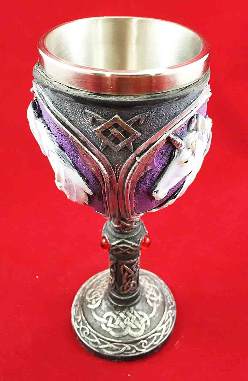PURITY WINE ENCHANTED UNICORN GOBLET CHALICE STAINLESS STEEL WITH RESIN BODY