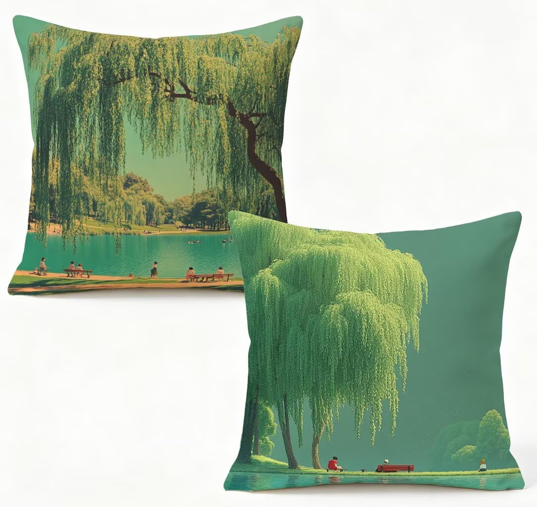 Funda de cojín 50x50 juego de 2 en lino verde con cremallera oculta para decoración de sofá