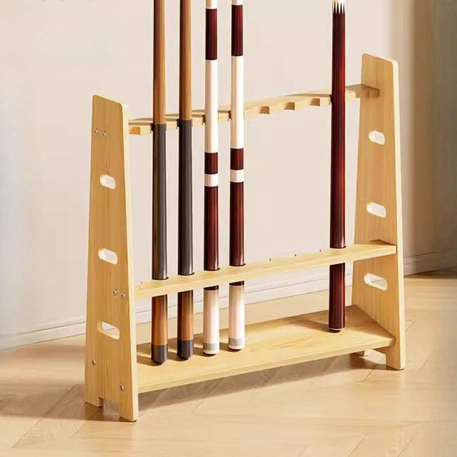 Yiju Pool Cue Holder Accessories Professional Multifunctional Solid Wood Easy Installation Sturdy Storage Rack Billiard Cue Rack, M