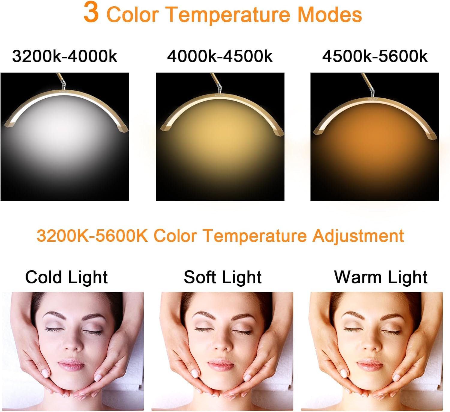 FOSOTO Ceiling Light for Barbershop Wall Mounted Half Moon Light for Tattoo Nail Eyelashes Extensions Beside Beauty Bed