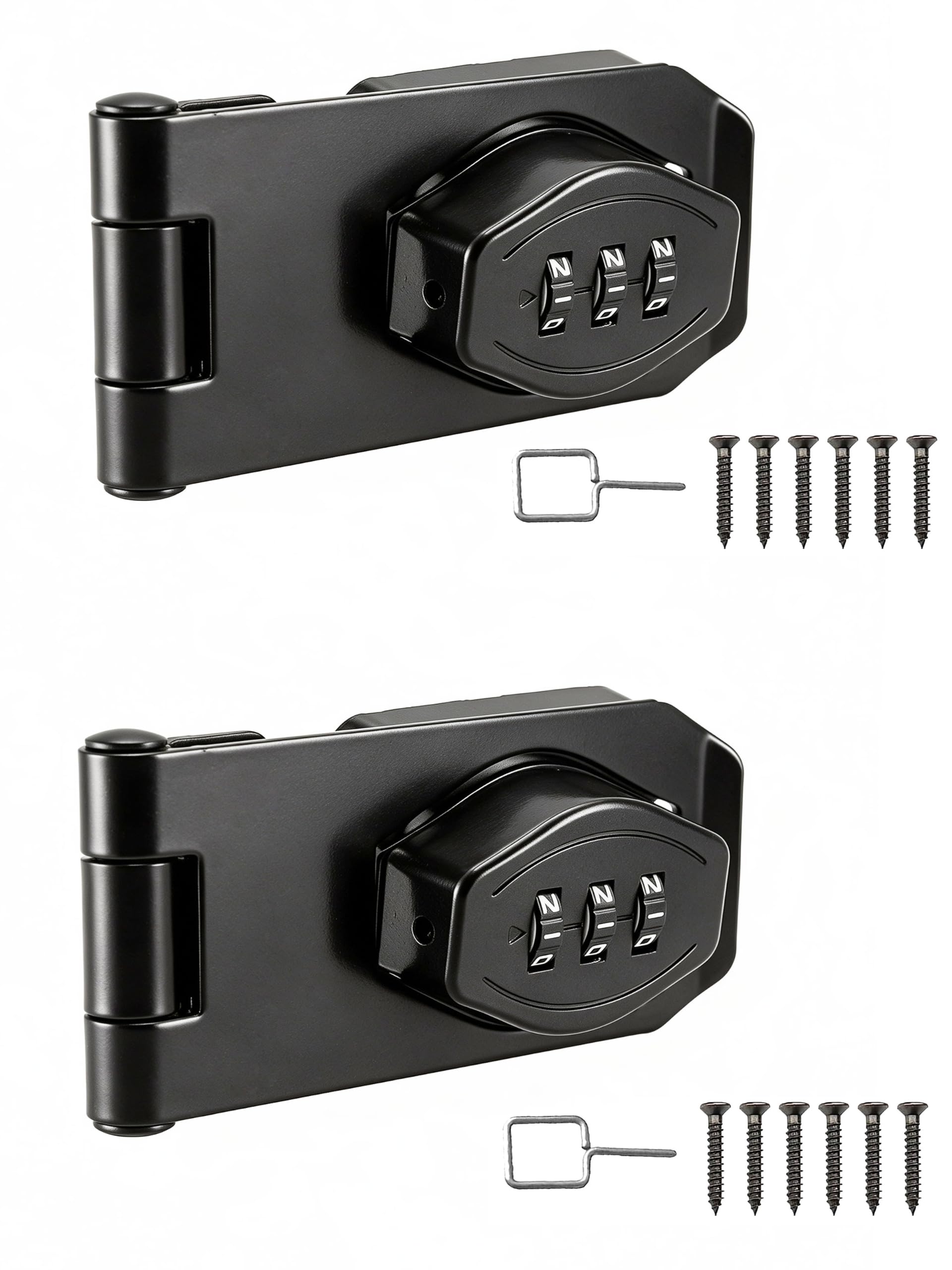 Keyless Cabinet Combination Lock,3-Digit Combination Lock Twist Knob Hasp Latch Lock,Door Security Slide Latch Lock for Small Doors,Cabinets,Barn Door,Bathroom,Outdoor (3 Inch,Black,2Pack)