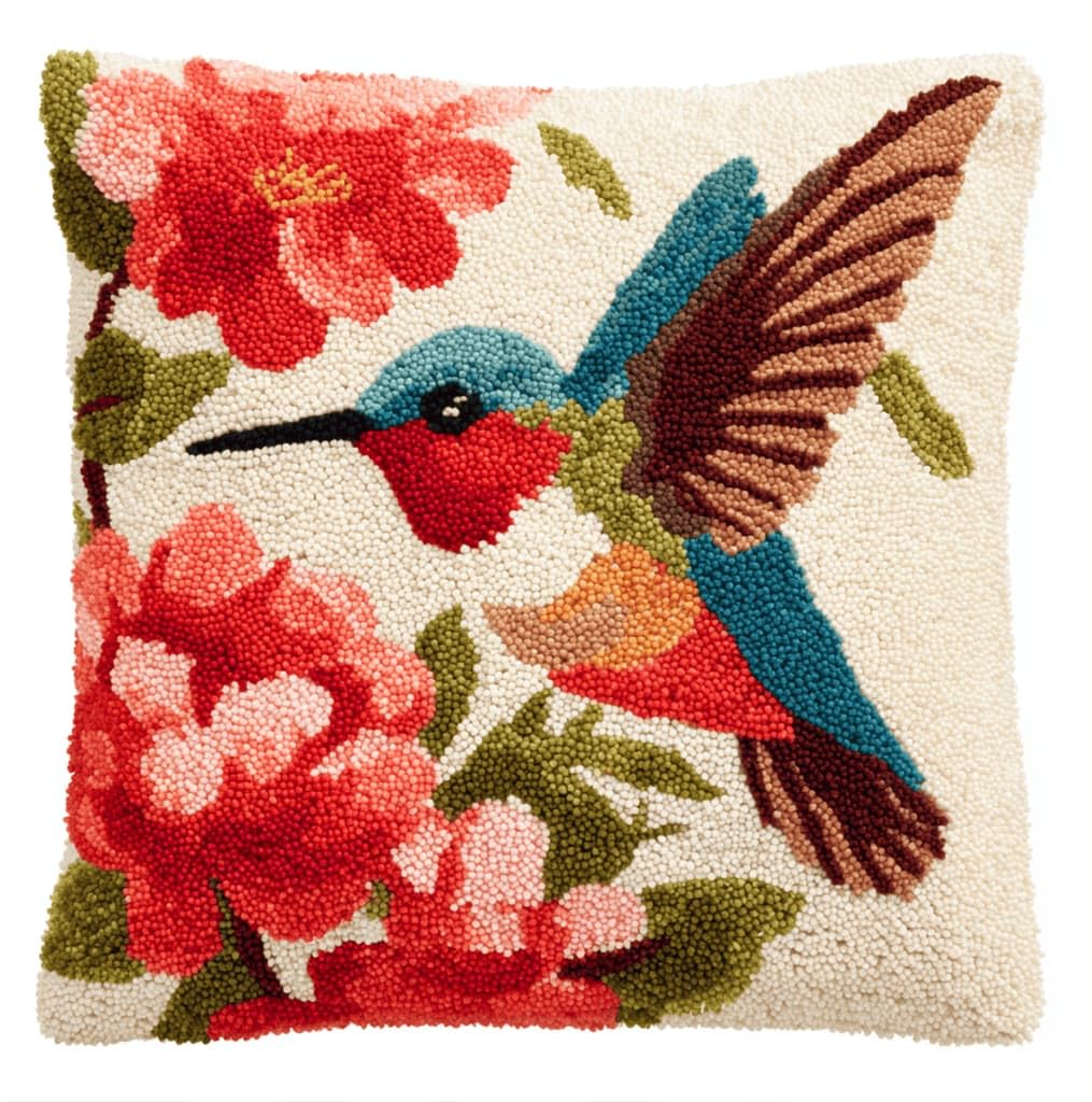 Kitquiver Latch Hook DIY Pillow Kit,Bird Handmade Cushion Cover 43X43Cm
