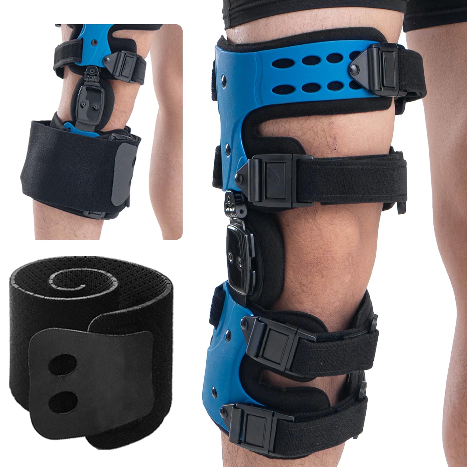 RISURRY OA Unloader Knee Brace - Knee Braces for Knee Pain, Arthritis Pain Relief, Osteoarthritis Knee Brace for Meniscus Tear Lateral Knee Braces Men and Women (Blue R)