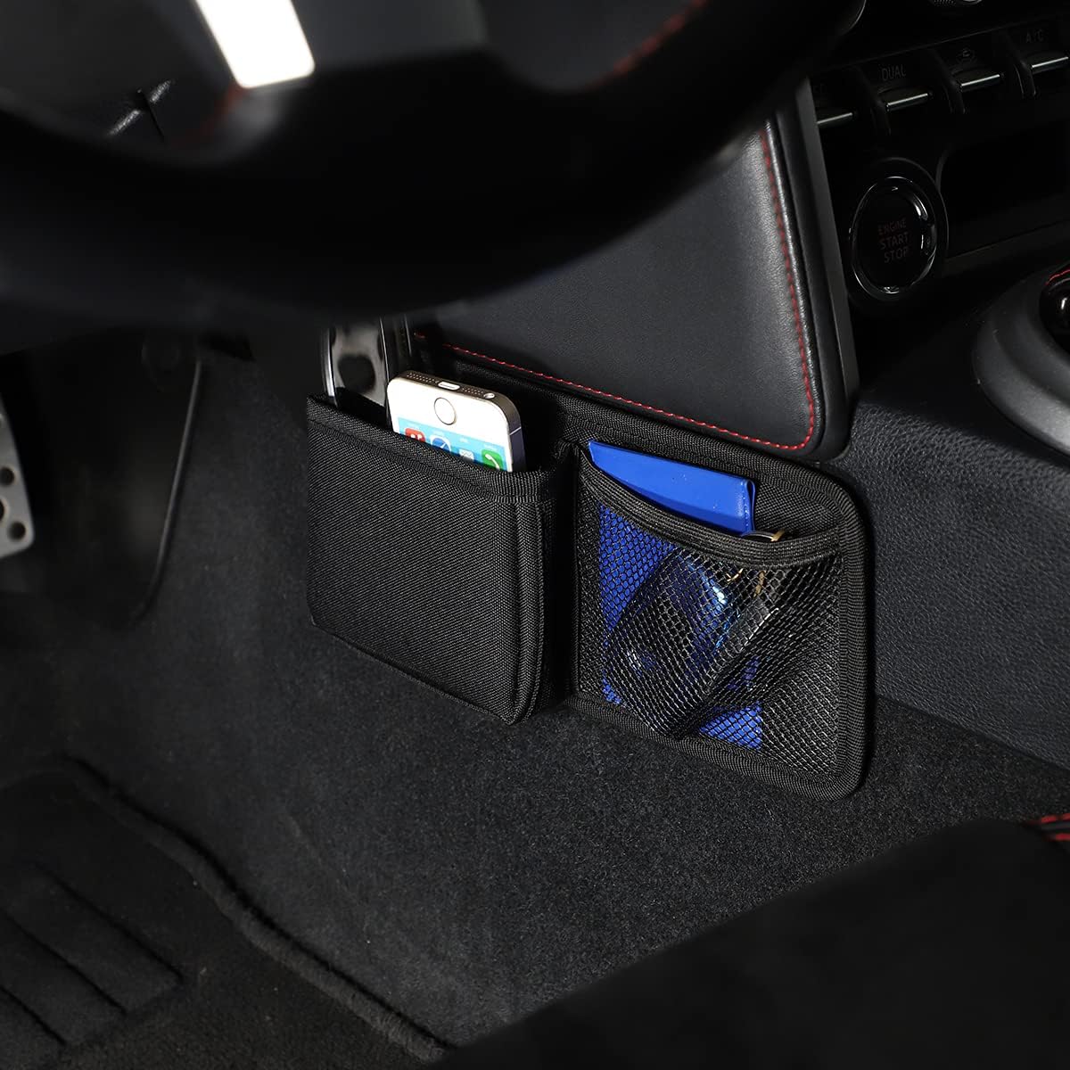 YIWANG Fabric Black Car Center Console Side Mobile Phone Storage Box Tray for Subaru BRZ Toyota 86 2013-2020